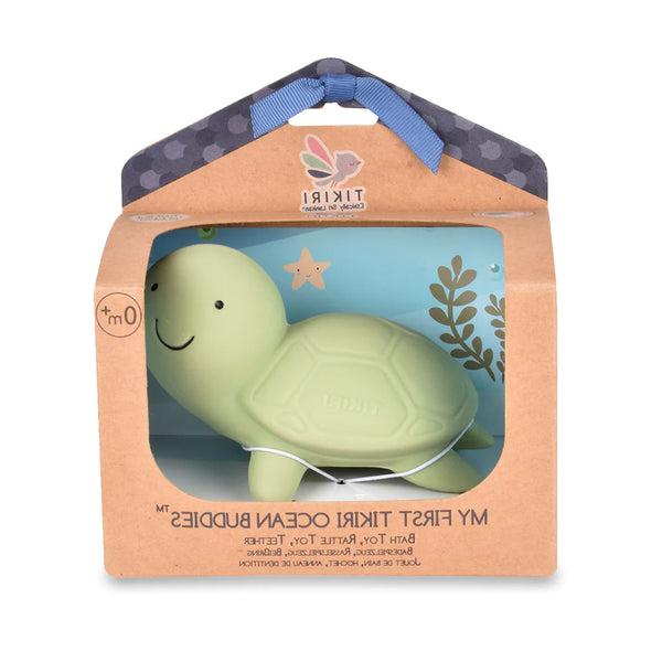 Turtle Organic Natural Rubber Rattle, Teether & Bath Toy